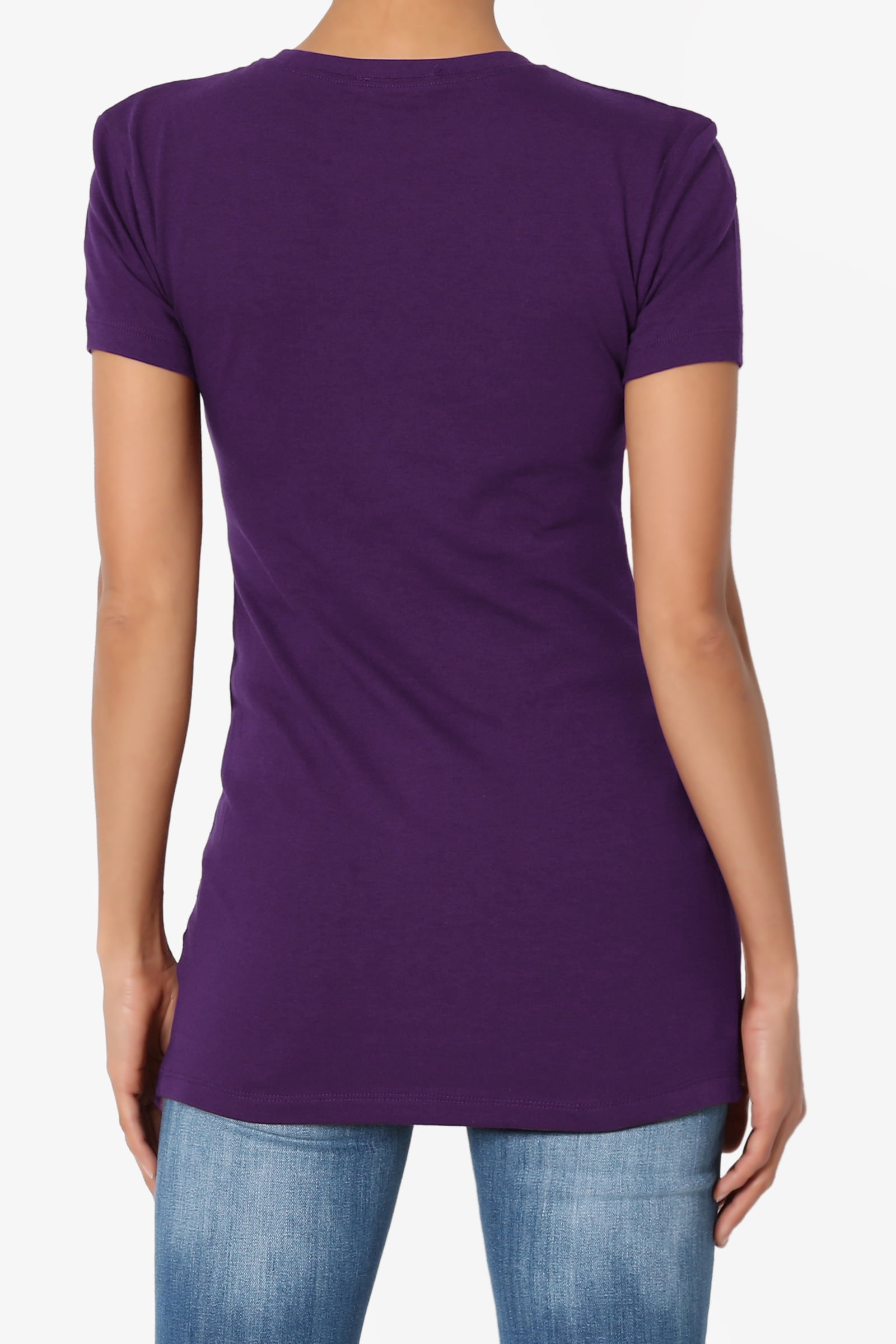 TheMogan Basic Round Crew Neck Short Sleeve T-Shirts Stretch Cotton Spandex Tee