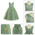 thumbnail image 6 of IDOPIP Embroidery Flower Girl Lace Tutu Dress for Kids Wedding Pageant Birthday Party First Communion Dresses Princess Bridesmaid Ball Maxi Gown 11-12 Years Green, 6 of 7