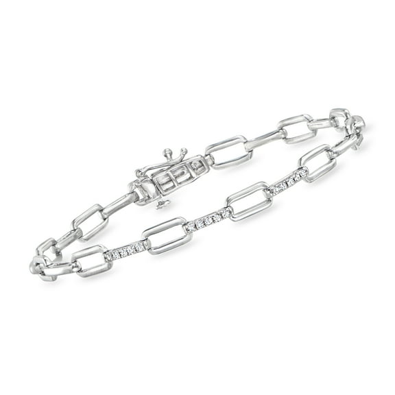 Pure Collection by Ross-Simons 0.15 ct. t.w. Diamond Paper Clip Link Bracelet in Sterling Silver, Women's, Adult