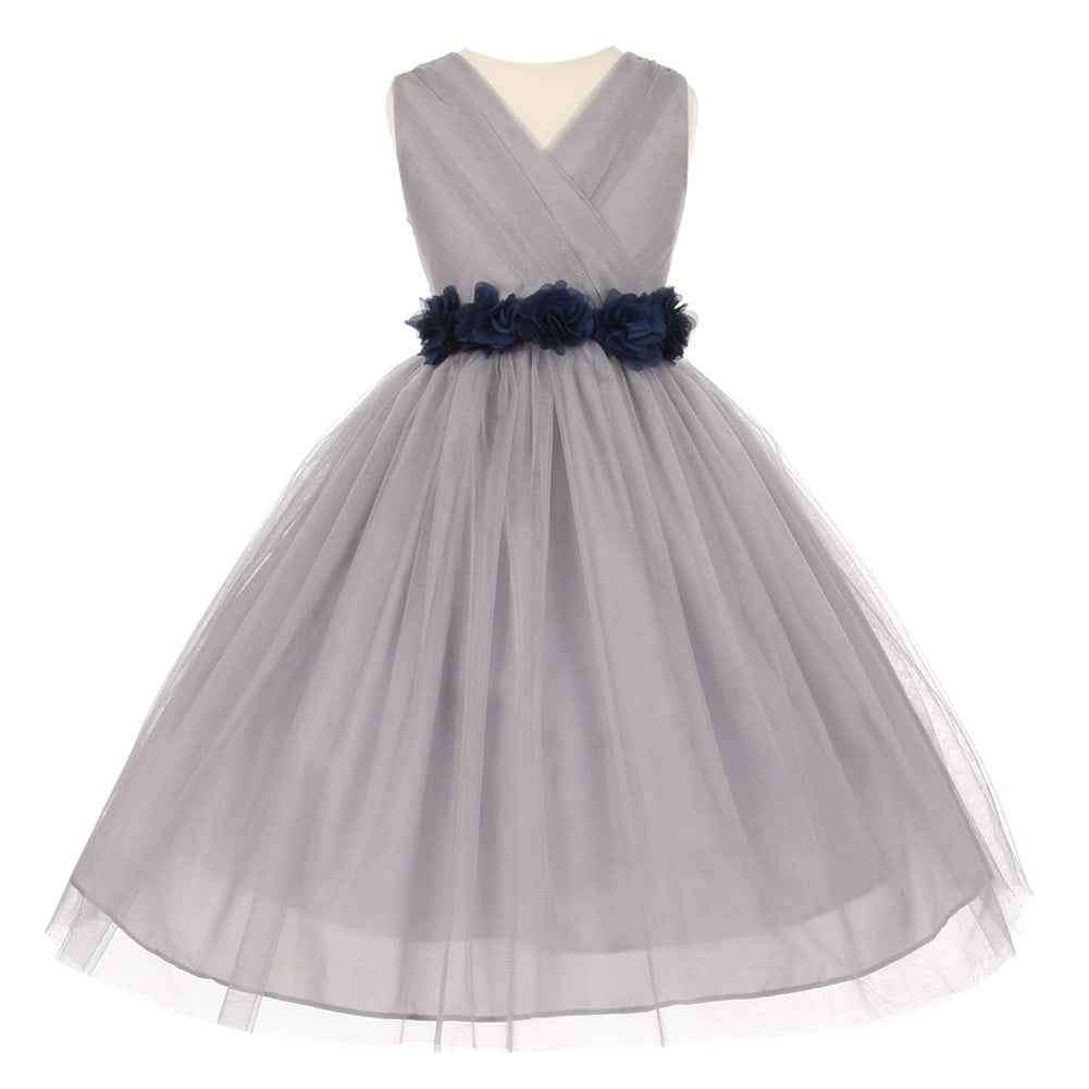 girls navy flower girl dress
