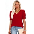 thumbnail image 5 of Womens Tops Short Sleeve Shirts Buttons V Neck Spring Fashion Summer Outfits Plus Size Blouses Dressy Casual, 5 of 5