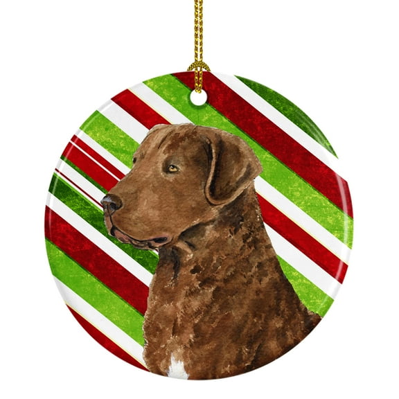 Chesapeake Bay Retriever Candy Cane Holiday Christmas Ceramic Ornament SS4600