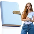 thumbnail image 2 of PU Leather Notebook with Magnetic Clasp Closure, 200 Lined Pages, A5 Size, Elegant Journal for School and Office, in Blue, 2 of 6