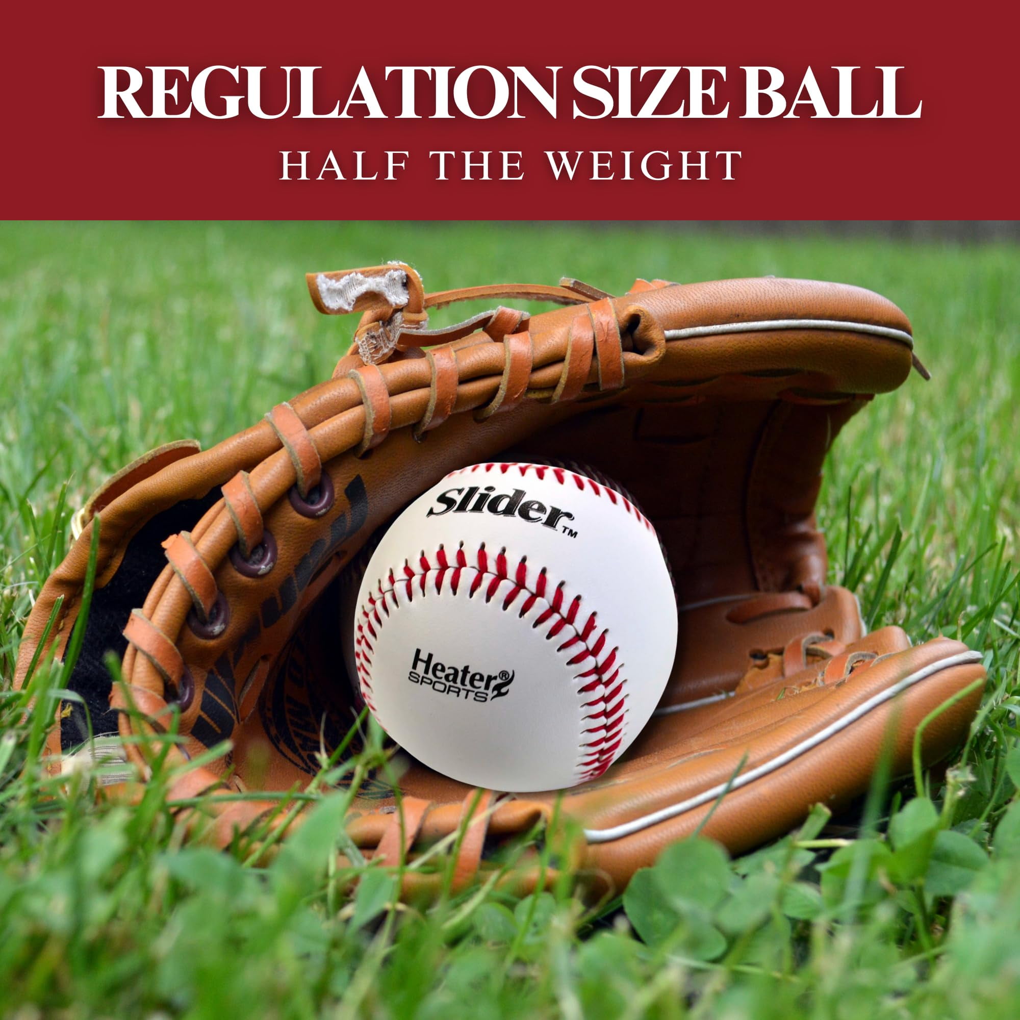 Heater Sports Slider Lite Genuine Leather Pitching Machine Baseballs - 1 Dozen, Accurate, & Long-Lasting