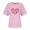 thumbnail image 4 of TSADFHJI Hauts Femmes Tendance Automne Mode Décontractée Unie Mignonne Imprimée Col Rond Manches Courtes T-Shirt Haut S, 4 of 6