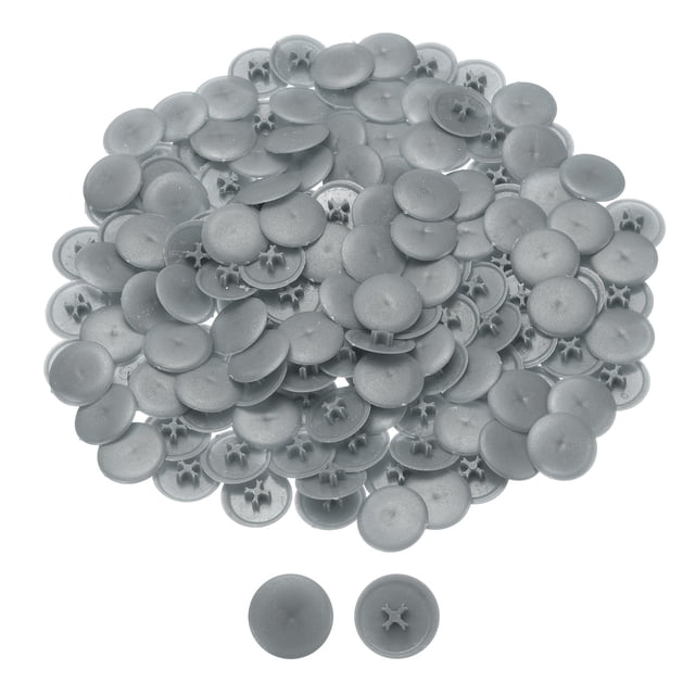 Uxcell 150Pcs Tapas de tornillo de plástico para cabezas de tornillos Phillips, cubiertas de tapa de tornillo de 17mm, gris oscuro