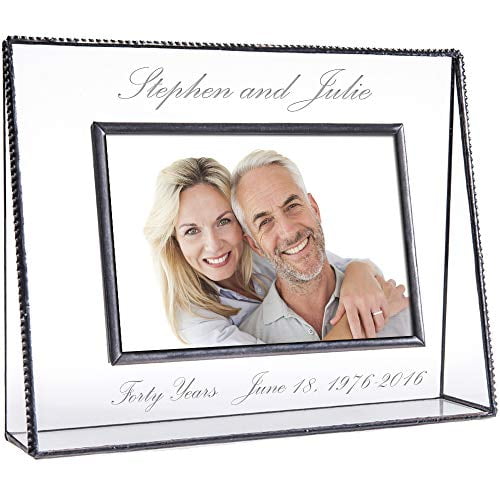 Wedding Picture Frame Personalized for Couple Engraved Glass Keepsake Engagement Newlywed J Devlin Pic 319-46H EP548 4x6 Horizontal