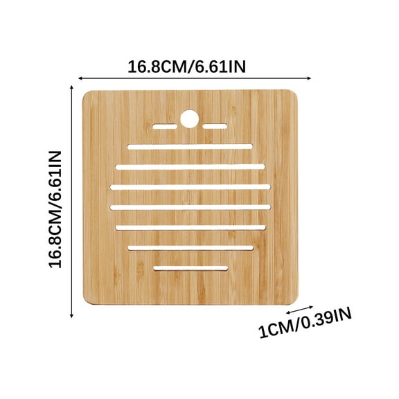 Tiitstoy 6.6" Bamboo Trivet, Hot Pad Trivet Wooden Heat Resistant Mat for Hot Dishes, Bowls, Plates, Pots and Pans, Tabletop Protection