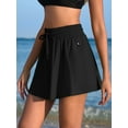thumbnail image 5 of Anwell Womens 2 in 1 High Waisted Drawstring Swim Skirts Tummy Control Swim Bottoms with Pockets, 5 of 8