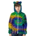 thumbnail image 2 of Boys Hoodie New Tie Dye 3D Printed Zipper Children Long Sleeve Hooded Green Tops and Blouses Sizes 4-5 Years, 2 of 3