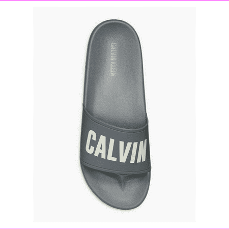 

CALVIN KLEIN Men s CK Logo Slide Sandal Grey Size 10