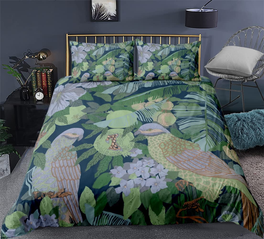 Vintage Floral Bird Duvet Cover King Size Ultra Soft Microfiber