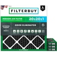 thumbnail image 1 of Filterbuy 20x20x1 MERV 8 (MPR 600) Odor Eliminator, Pleated HVAC AC Furnace Air Filters (4-Pack), 1 of 8