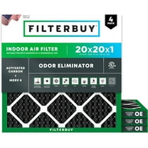 Filterbuy 20x20x1 MERV 8 Odor Eliminator, Pleated HVAC AC Furnace Air Filters (4-Pack)