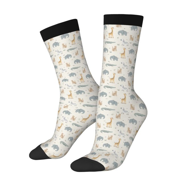 Fotbe African Animals Calcetas Largas con Estampado para Hombre y Mujer – Calcetas de Compresión Transpirables y Elásticas, Viajar y Uso Diario Talla 5-11
