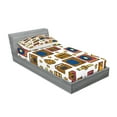 thumbnail image 2 of Ambesonne Vintage Fitted Sheet & Pillow Sham Set, 90s Theme Retro Fun Items, Twinxl, Mustard, 2 of 2
