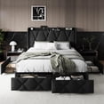 thumbnail image 7 of iPormis Full Size Bed Frame with Charging Station , Upholstered Bed with 4 Storage Drawers, Black, 7 of 7