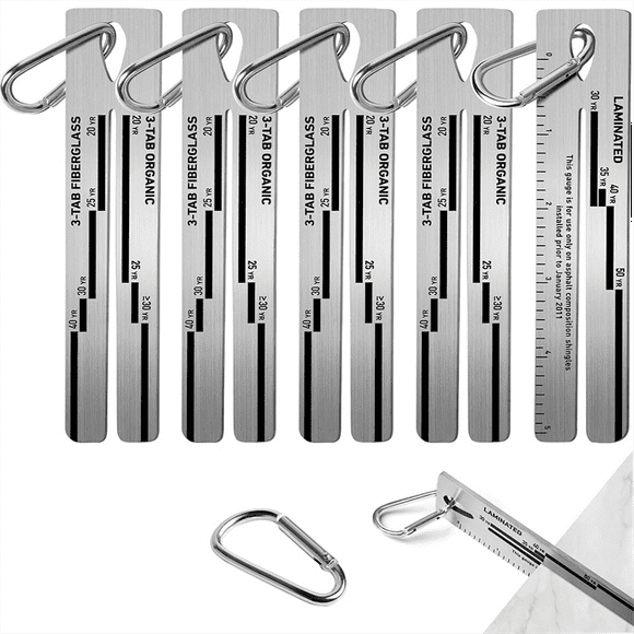 Metal 4/09 Shingle Gauge with Carabiner, House Roof Shingle Measuring Tool, Roof Pitch Gauge Roofing Tools 5PCS