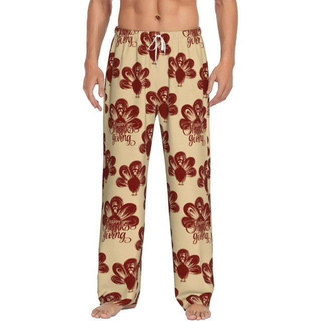 Adobk Thanksgiving Sketch Turkey for Men's Pajama Pants Soft Lightweight Lounge Sleep Pants with Drawstring Waist and Pockets for Home Relaxation-Medium