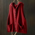 thumbnail image 4 of UAMVSH Women Knit Hooded Sweater Vests Sleeveless Button down Loose Fit Sweaters Cardigan Going out Vacation Hoodies with Pockets(Small,Red), 4 of 6