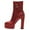 Red, variant on FSJ Women Stylish Platform Block High Heels Ankle Boots Round Closed Toe Booties Buckled Strap Side Zipper Shoes Size 8 Navy