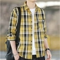 thumbnail image 6 of Mens Flannel Shirts Classic Yellow Plaid Shirts Cotton Long Sleeve Casual Regular Fit Button Down Blouse Yellow 2XL, 6 of 6