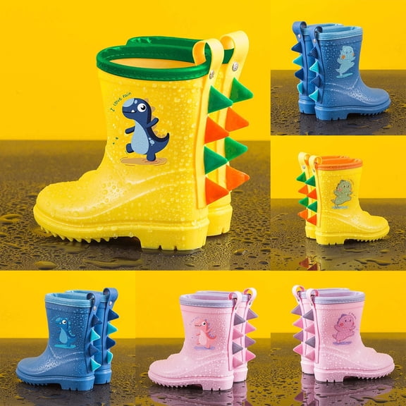 Shadoumai Toddler Rain Boots For Girls Waterproof Rainboots Little Girls Glitter Unicorn Rain Boots For Kids With Easy-On Handles