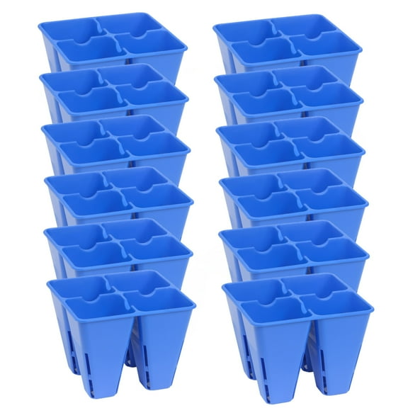 SUNPACK Plastic Seed Starting 4-Cell Square Plug Insert, Blue, 5" (Pack of 12)