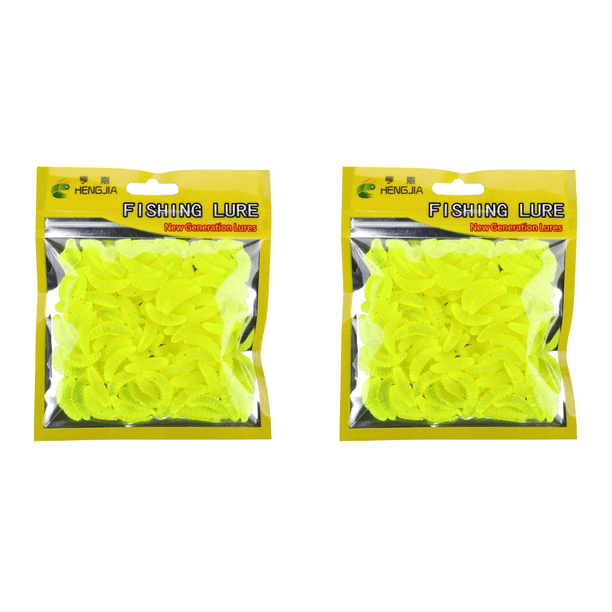Señuelo Pesca Suave Gusano 50 Uds. 20mm para Dulce Mar (limón) Amarillo