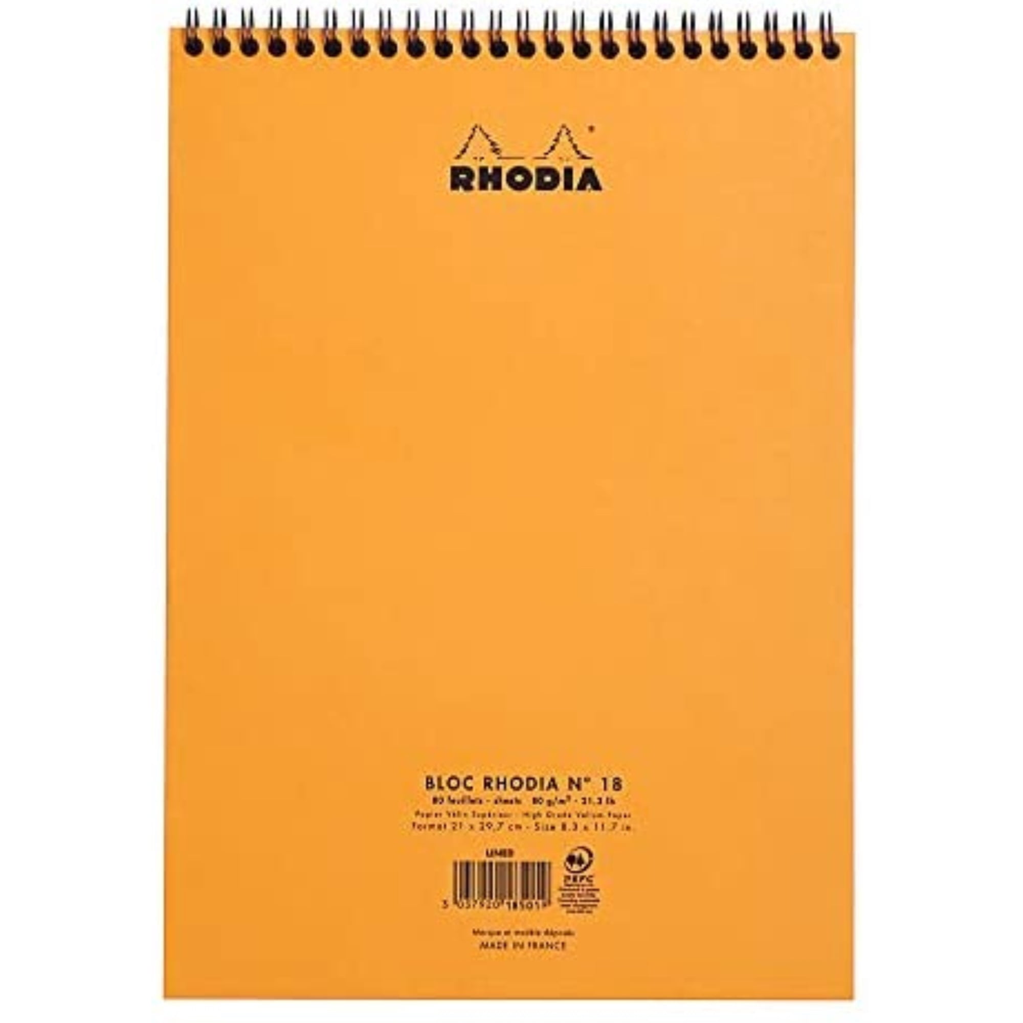 Rhodia Wire-Bound Sketchbook, Graph, 8.25 in x 11.75 in, Orange