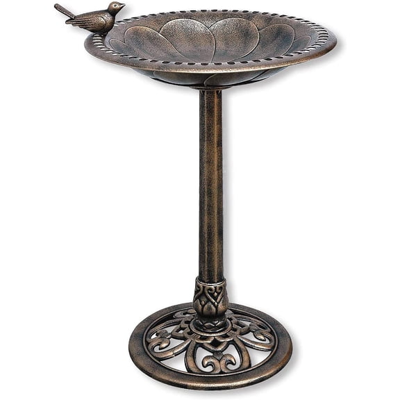912449-WB Outdoor Garden Bird Bath- Bronze- Weather Resistant Polyresin-30 Inch-Backyard Expressions