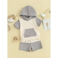 thumbnail image 3 of CIYCuIT Toddler Baby Boys Summer 2Pcs Outfits Contrast Color Short Sleeve Hood T-shirt with Elastic Waist Shorts 6M 12M 18M 24M 3T Infant Casual Short Pants Sets, 3 of 9