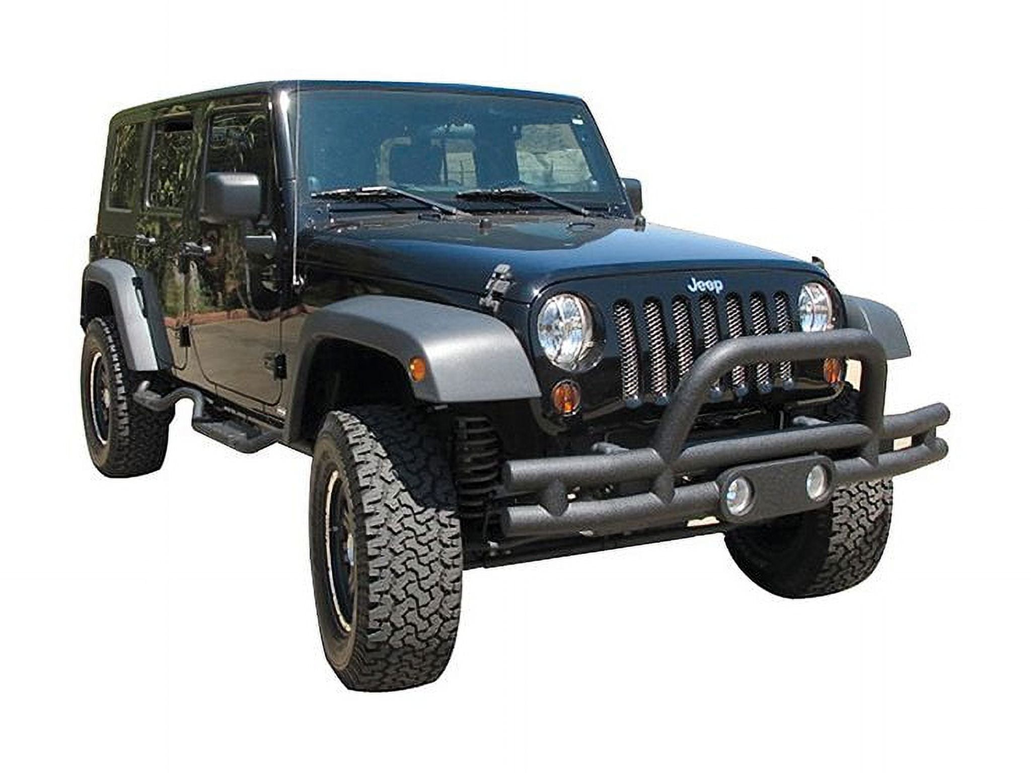 Rampage by RealTruck Front Tubular Bumper for Jeep Wrangler JK/JL | Hoop, Steel, Black | 86620 | Compatible with 2007 - 2018 Jeep Wrangler JK, and 2018 - 2022 Wrangler JL