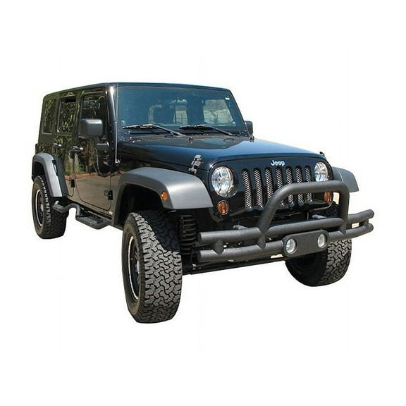 Rampage by RealTruck Front Tubular Bumper for Jeep Wrangler JK/JL | Light Pod, Stinger, Steel, Textured Black | 88625 | Compatible with 2007 - 2018 Jeep Wrangler JK, 2018 - 2022 Wrangler JL