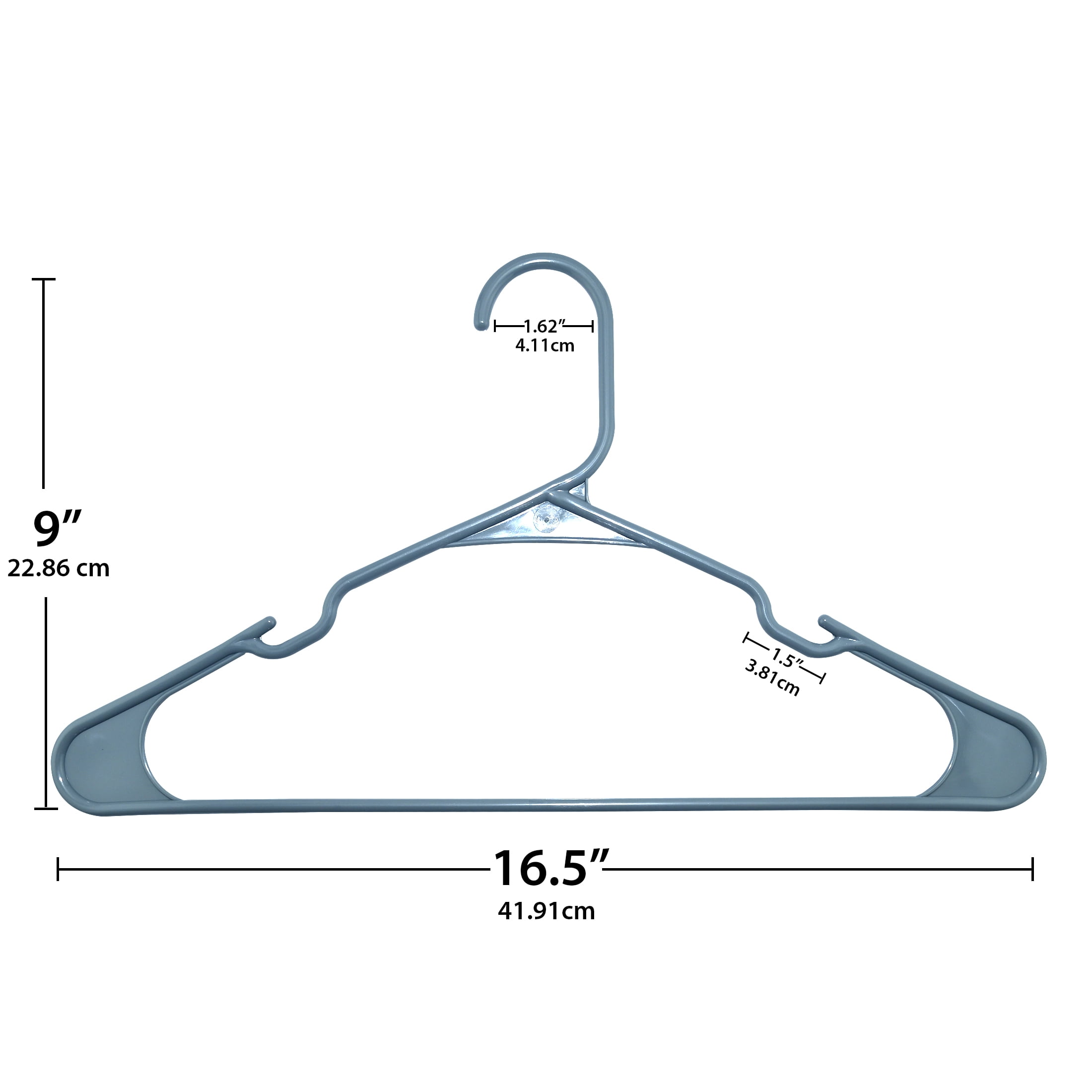 Mainstays Plastic Notched Adult Hangers for Any Clothing Type, Soothing Grey 18 Count
