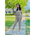 thumbnail image 4 of PRETTYGARDEN Women's Spring Fall 2 Piece Lounge Outfit Long Sleeve Crewneck Pullover Tops High Waisted Pants Set Tracksuit, 4 of 6