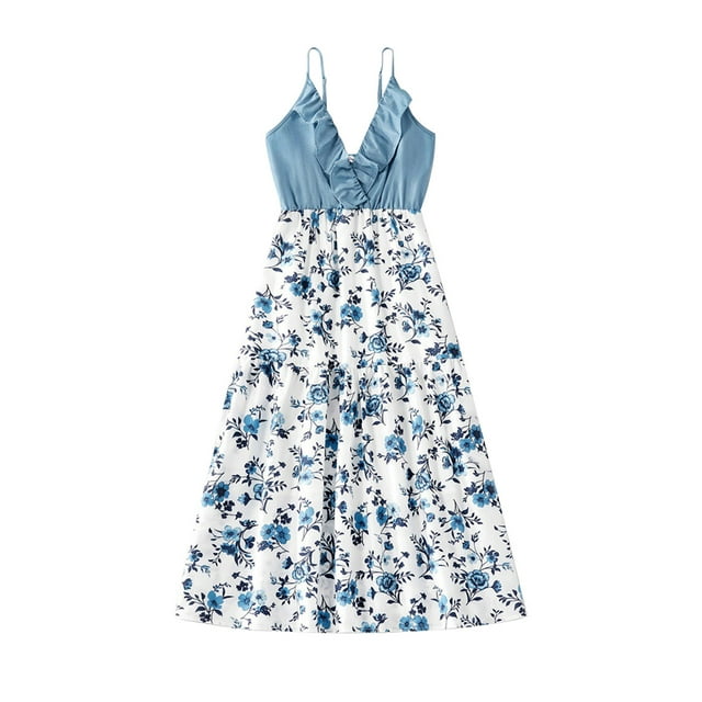 Honganda Family Matching Clothes Set, Contrast Color Shirt/Dress/Romper