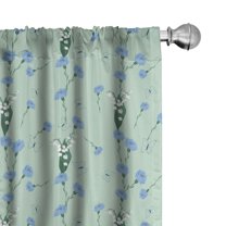 Ambesonne Floral Window Curtains, Pastel Blooms Cornflowers, Each 28" W x 63" L, Mint Green Azure Blue