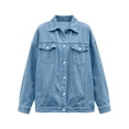 thumbnail image 5 of cocolona Womens Oversized Denim Jacket Long Sleeve Button Down Classic Jean Jacket Loose Fit Trucker Coat, 5 of 7