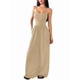thumbnail image 3 of Women's Wide Leg Spaghetti Strap One Piece Baggy Pants Outfit Jumpsuit Romper for Summer Khaki S, 3 of 9