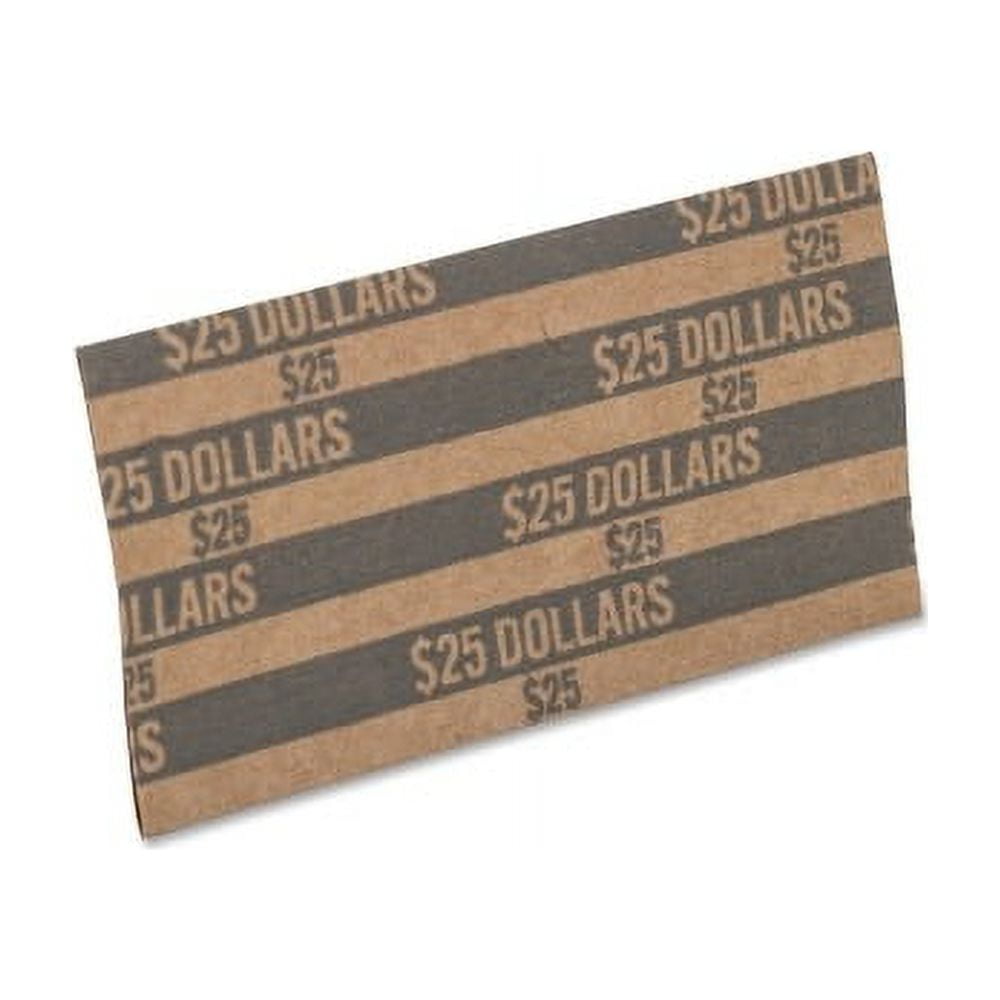 PAP-R Flat Coin Wrappers Total $25 in 25 Coins of $1 Denomination - Heavy Duty - Paper - Dark Gray