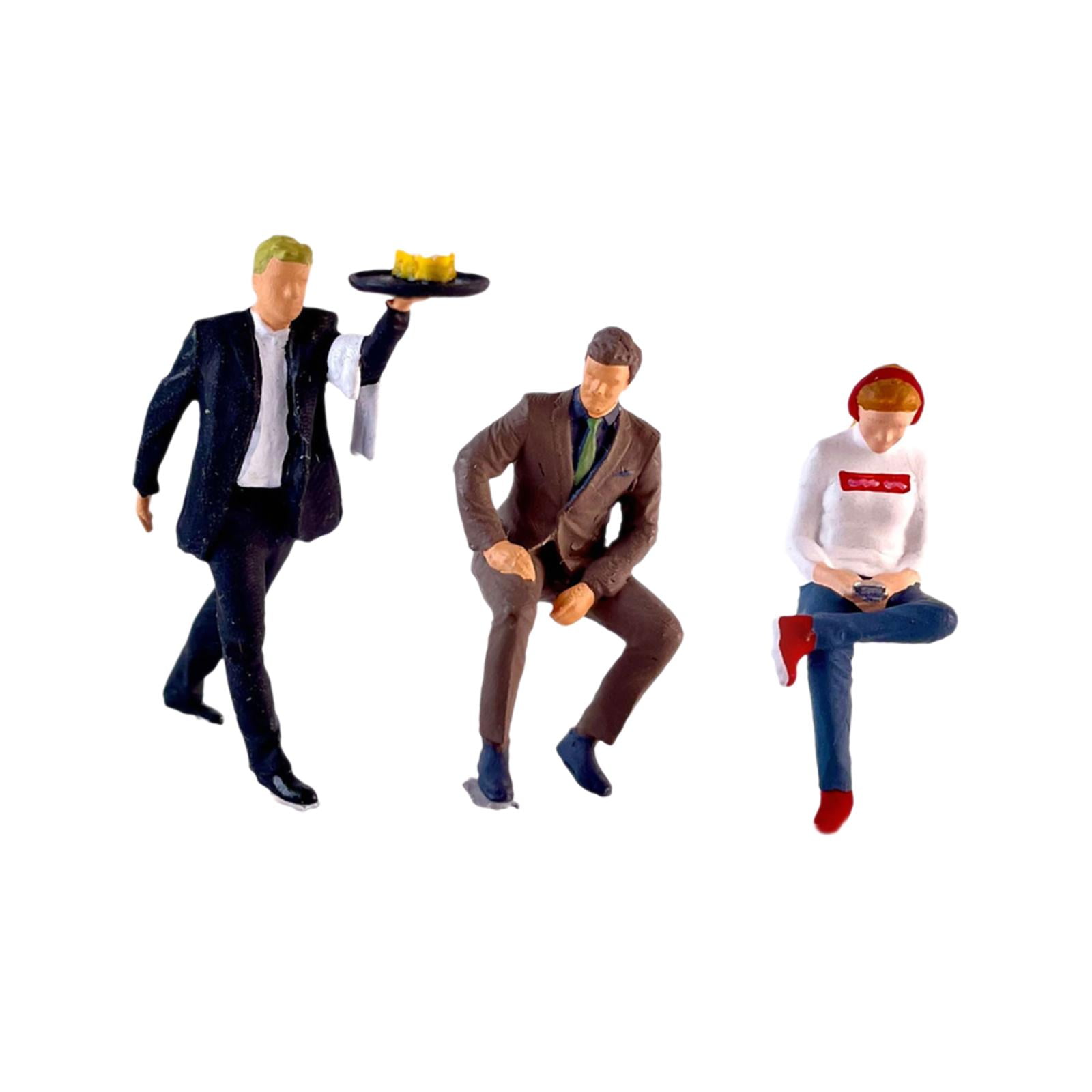 LeeQinersw 3 Pieces 1:64 Hand Painted People Figures, Miniature Diorama Restaurant Figures,