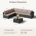 thumbnail image 6 of Patio Furniture Set - All-Weather - 7 Piece Patio Outdoor Conversation Set, Modular Wicker Rattan Sectional Sofa for Backyard, Garden, Poolside, Balcony, Porch, Patio, Black/Khaki, 6 of 7