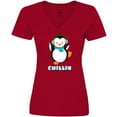 thumbnail image 3 of Inktastic Chillin Penguin Women's V-Neck T-Shirt, 3 of 5