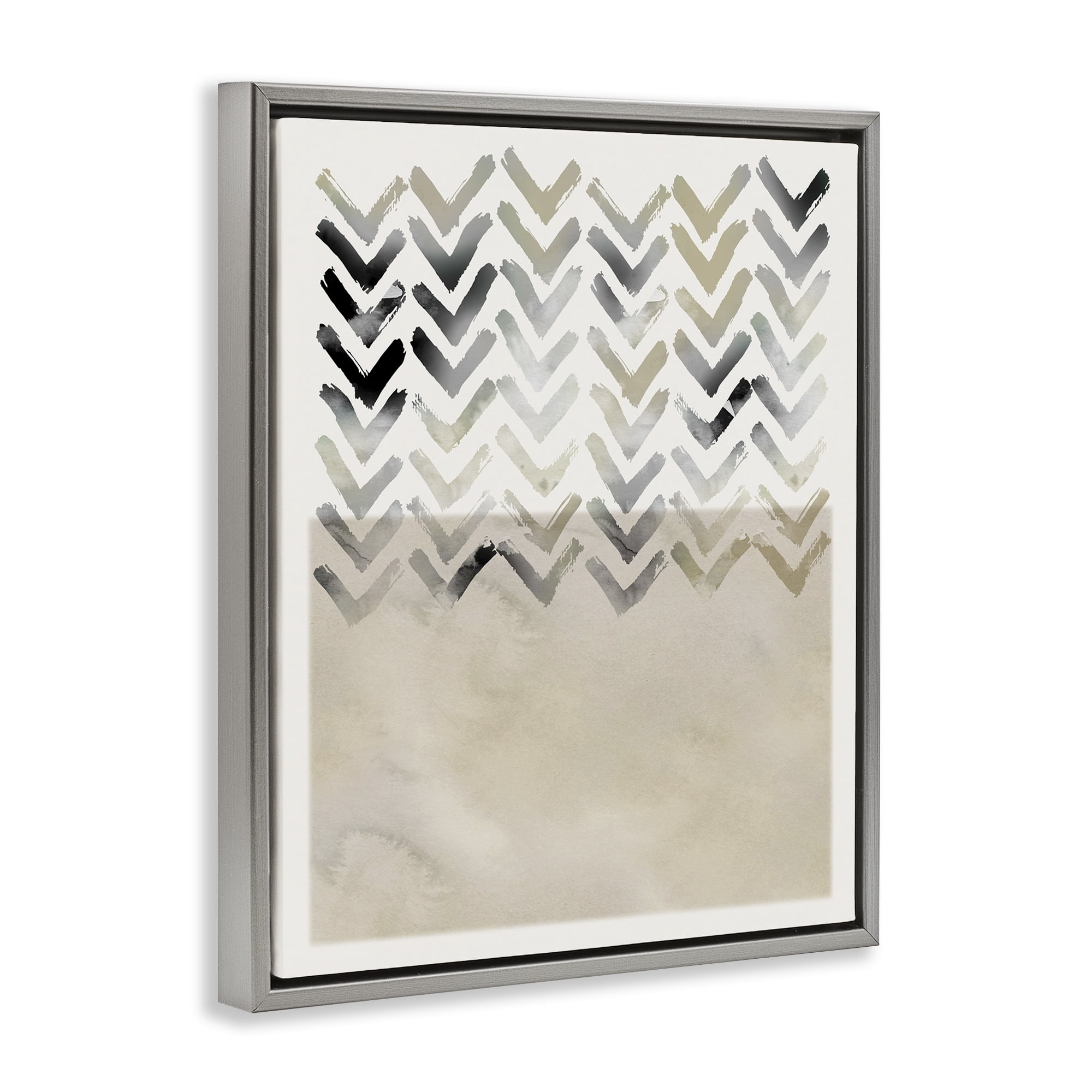 Stupell Industries Boho Arrow Pattern Abstract Painting Gray Floater Framed Canvas Art Print Wall Art, 17 x 21