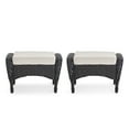 thumbnail image 3 of PARKWELL Outdoor Patio Ottoman Set of 2,All-Weather Wicker Seat Foot Rest Side Table with Removable Cushions for Porch Balcony Backyard, 3 of 7