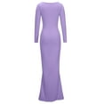 thumbnail image 5 of IROINNID Maxi Dress for Women Strapless Bodycon Dress Sexy Buttocks Round-Neck Slimming Long Sleeve Dress Reduced,Purple, 5 of 7
