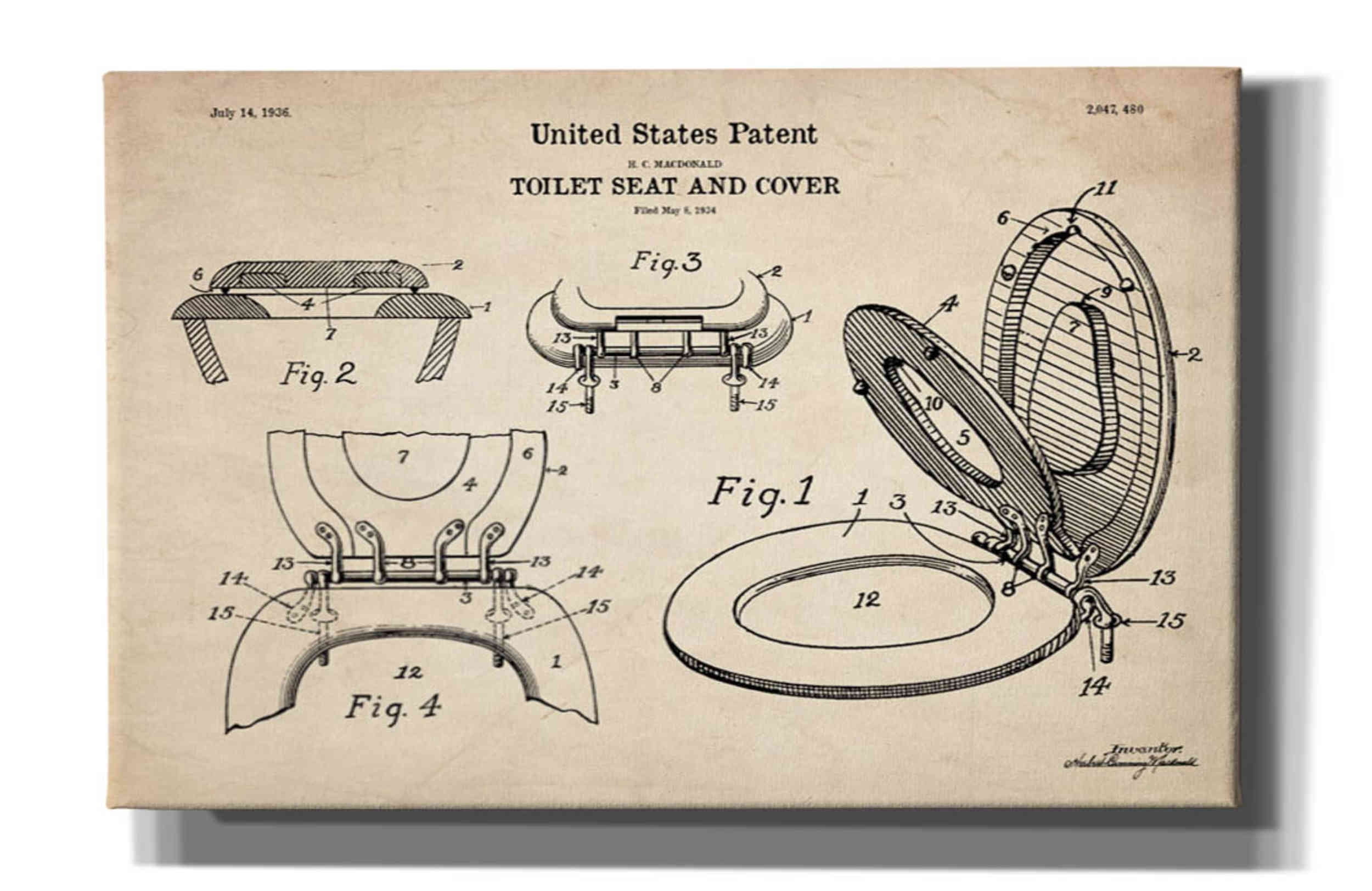 Epic Graffiti "Toilet Seat Cover Blueprint Patent Parchment" Giclee