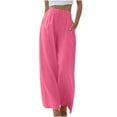 thumbnail image 2 of Itsame Womens Loose Long Pants Solid Color Cotton High Waisted Wide Leg Sweatpants Pink Size 2XL, 2 of 8