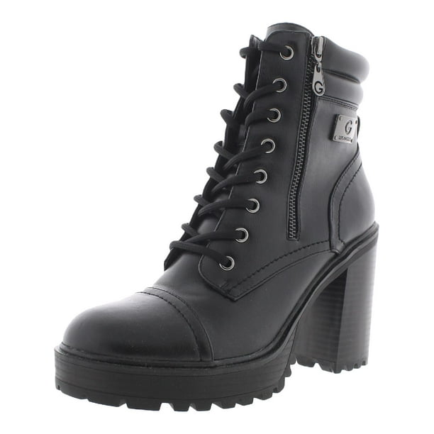 GBG Los Angeles Womens Sheeva Faux Leather Platform Combat & Laceup